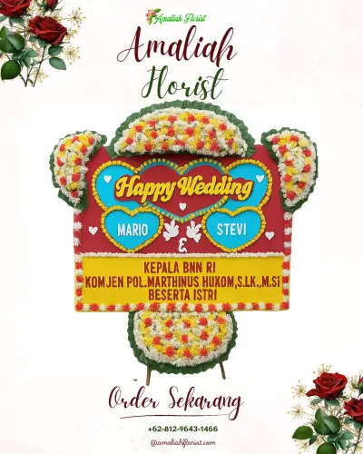Karangan Papan Bunga Pernikahan di Sumarambu